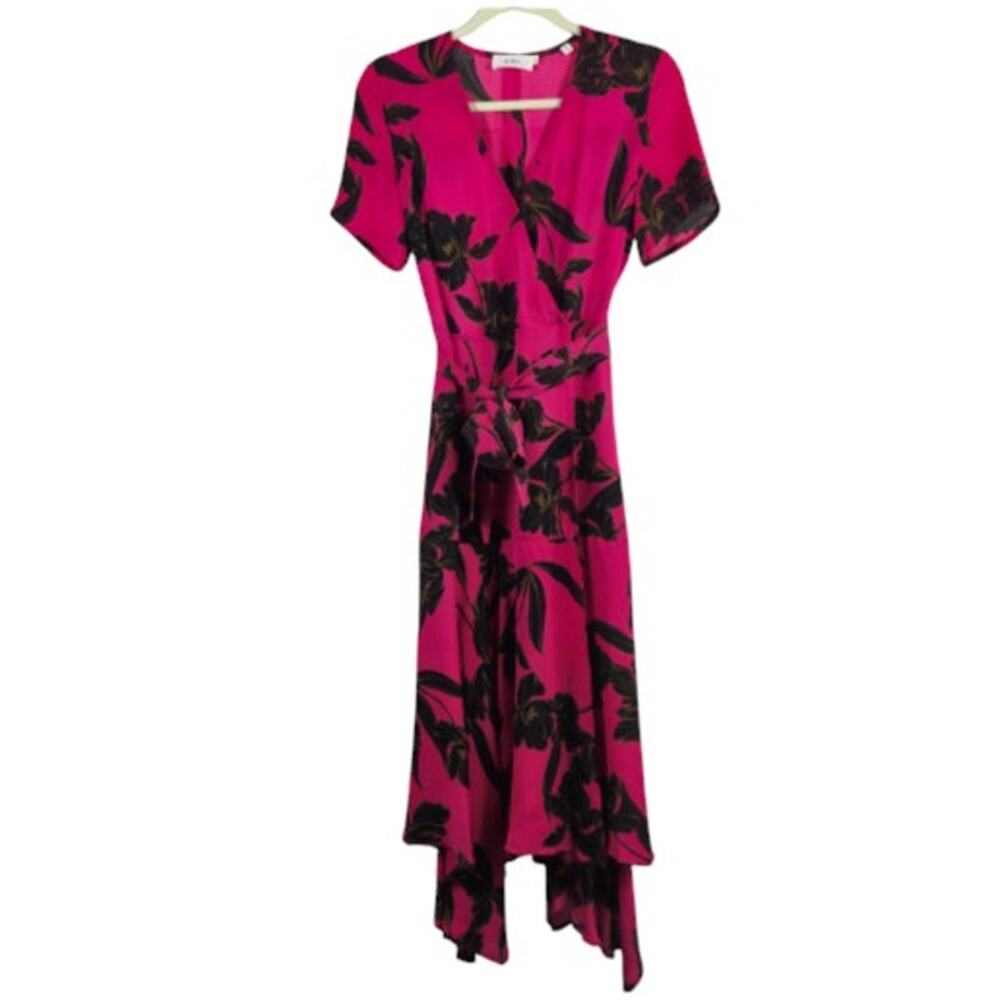 A.L.C ALC Cora Wrap Dress Silk Hot Pink Floral Size 4